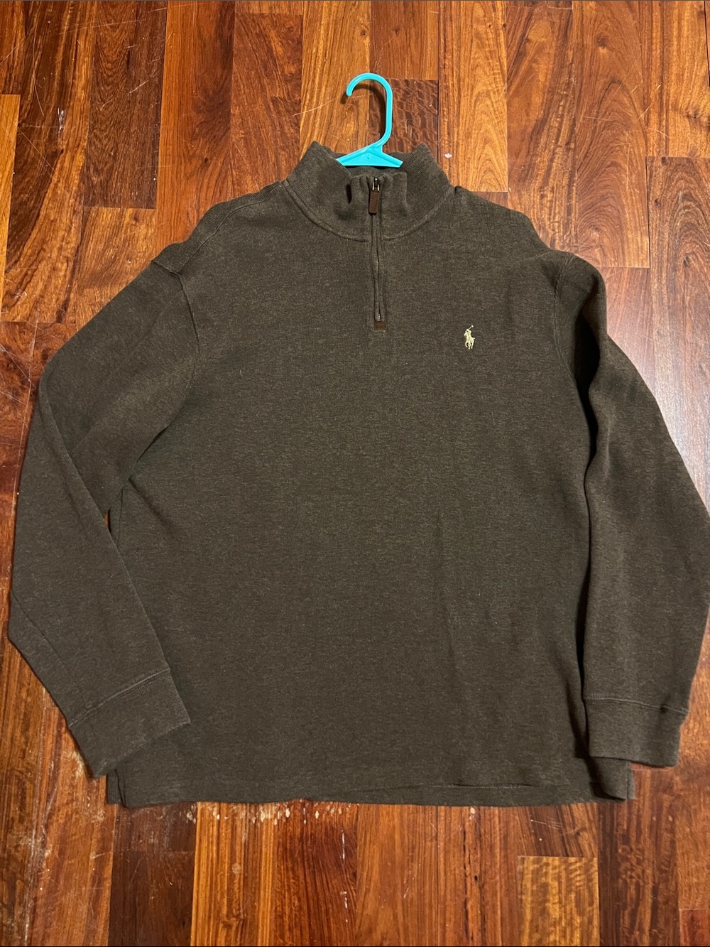 Polo by Ralph Lauren Men’s Quarter Zip Mock Neck Sweater - Dark Brown